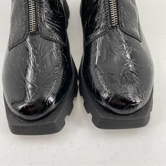 NIB Katy Perry The Daarling Combat Shiny Black Lug Sole Zip Up Boots Women’s 9M - Picture 8 of 9